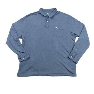TOMMY BAHAMA Shirt Men's 1/4 Zip Long Sleeve Mock Neck Cotton Blend Gray 2XL